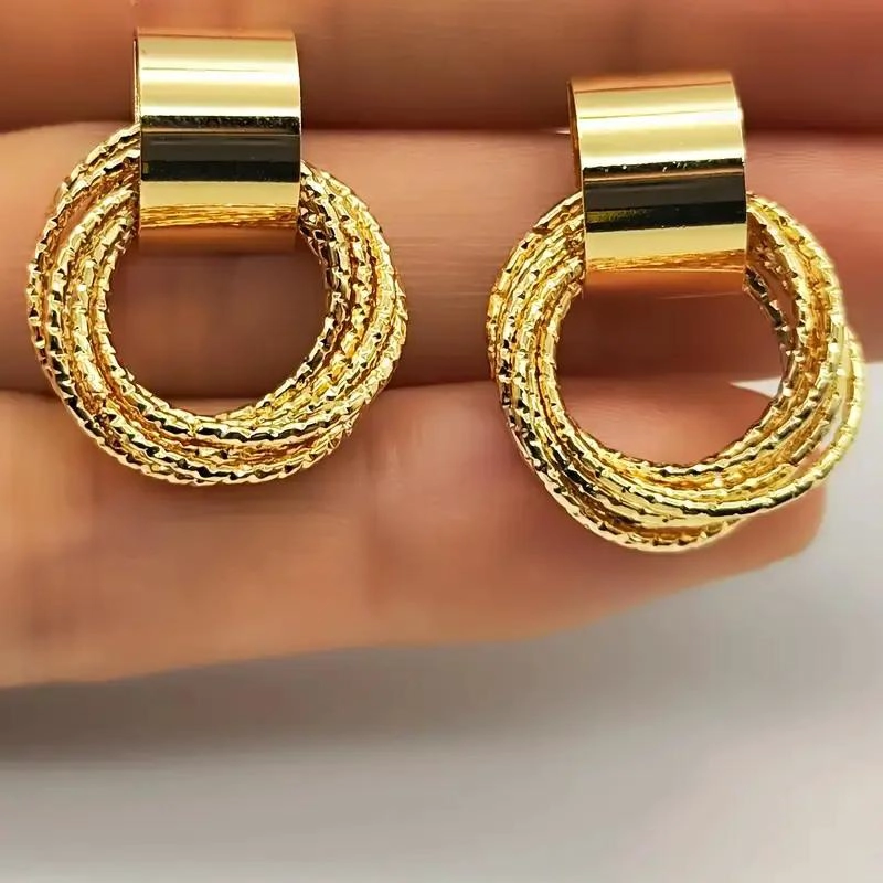 AROS PENDIENTES ELEGANTES DE ARGOLLA MULTICAPA PARA MUJER - 4