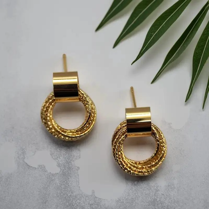 AROS PENDIENTES ELEGANTES DE ARGOLLA MULTICAPA PARA MUJER - 5