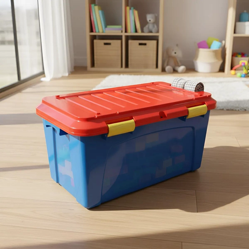BAUL ORGANIZADOR PLASTICO 90 LITROS CON RUEDAS PARA ALMACENAMIENTO - 2