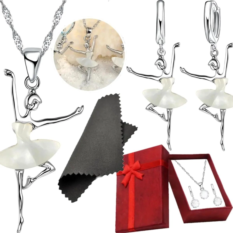 CONJUNTO DE JOYAS DE PLATA 925 CON AROS Y COLLAR PARA MUJER - 1