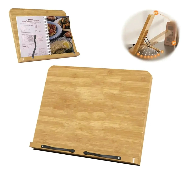 SOPORTE PLEGABLE DE BAMBU PARA LIBROS Y PARTITURAS CON AJUSTE ERGONOMICO - 1