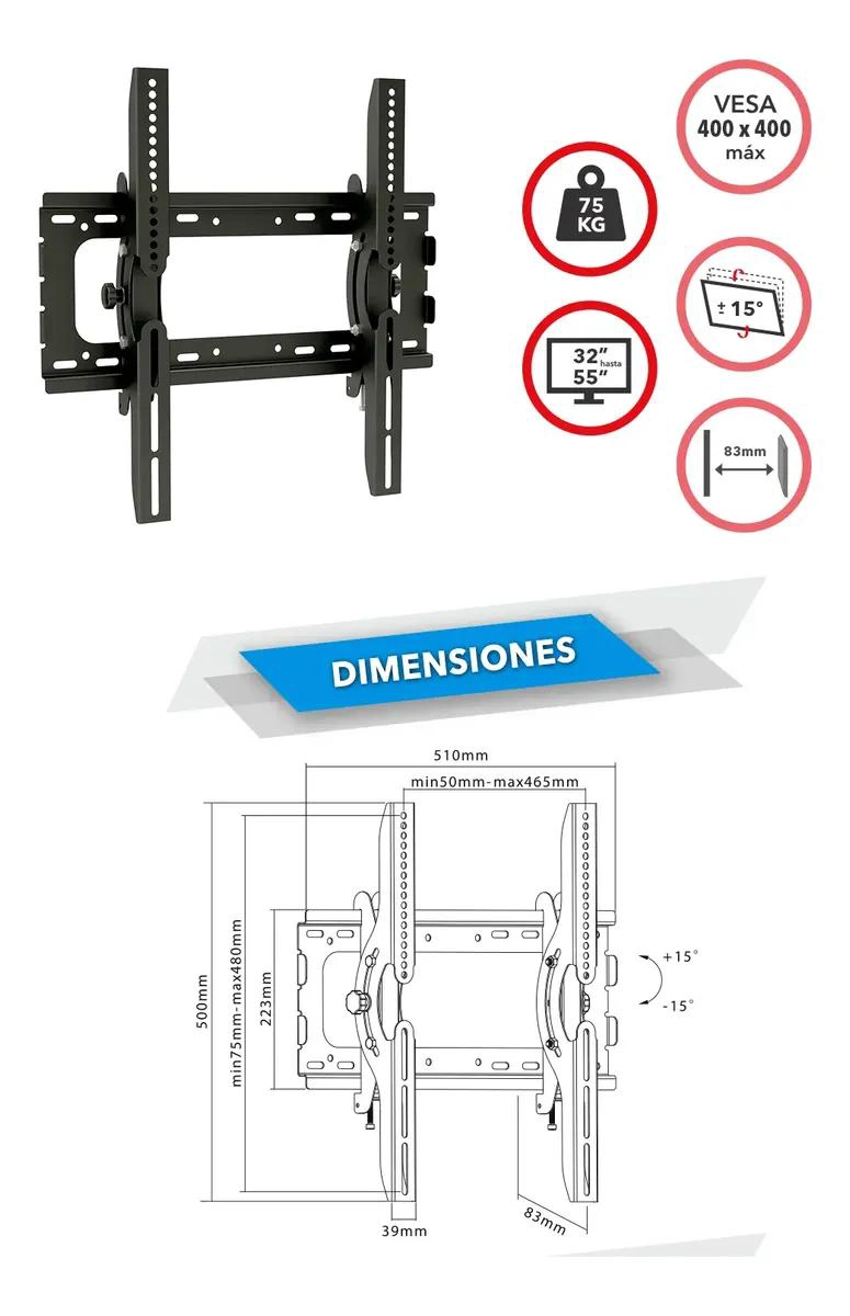 SOPORTE UNIVERSAL PARA TELEVISORES DE 32 A 55 PULGADAS - 3