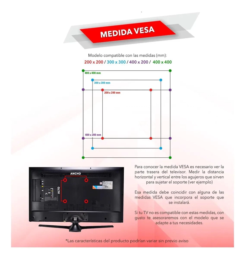 SOPORTE UNIVERSAL PARA TELEVISORES DE 32 A 55 PULGADAS - 4