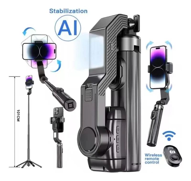 TRIPODE Y PALO SELFIE Q31 CON ESTABILIZADOR Y LUZ LED - 2