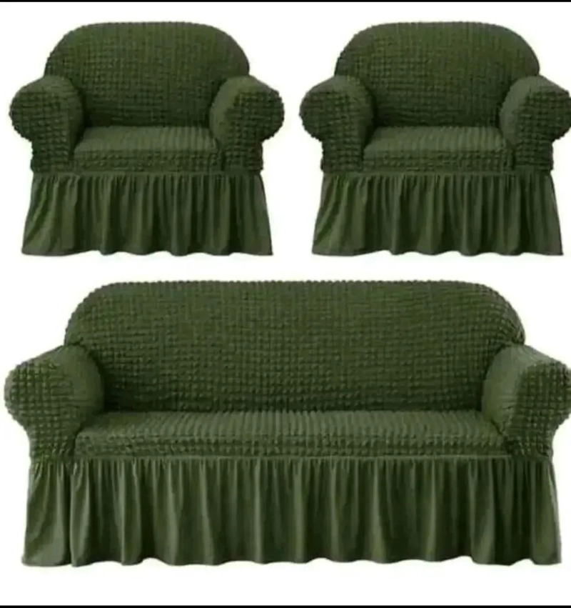 FUNDA PARA JUEGO DE SILLONES 3+1+1 CUERPOS EN ALGODON VERDE MUSGO - 7