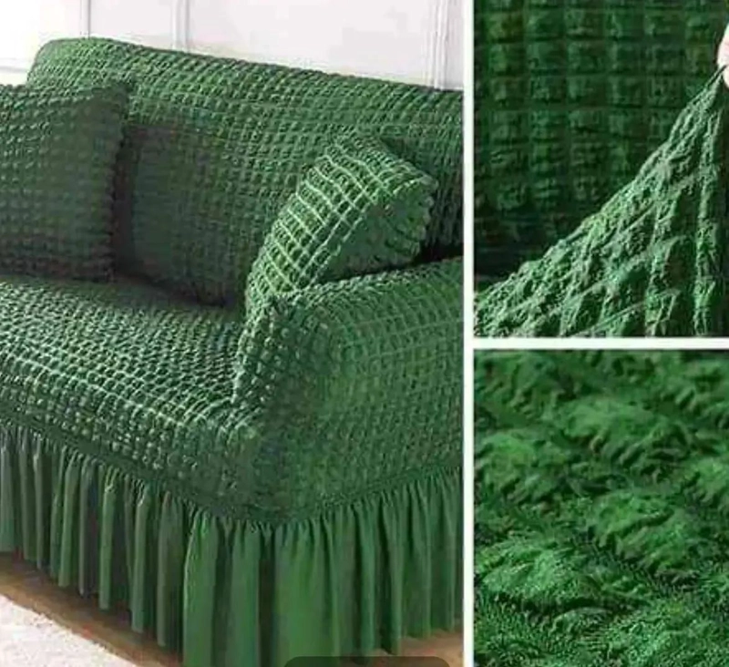 FUNDA PARA JUEGO DE SILLONES 3+1+1 CUERPOS EN ALGODON VERDE MUSGO - 9