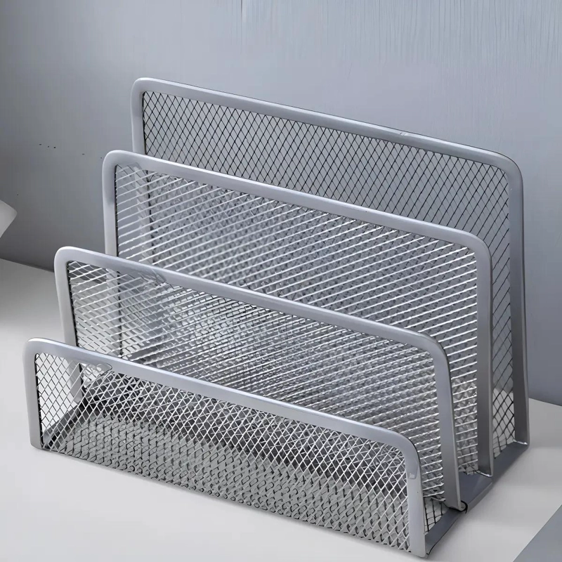 ORGANIZADOR DE ESCRITORIO DE METAL CON 3 COMPARTIMENTOS PARA OFICINA - 2