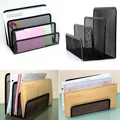 ORGANIZADOR DE ESCRITORIO DE METAL CON 3 COMPARTIMENTOS PARA OFICINA - 4