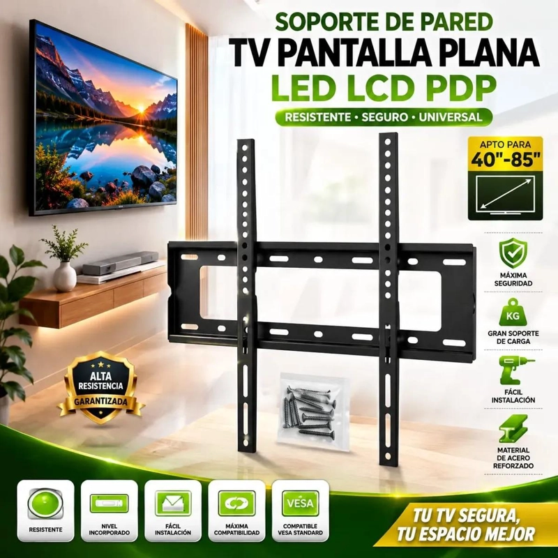 SOPORTE FIJO PARA PARED DE TELEVISOR DE 40 A 85 PULGADAS - 4