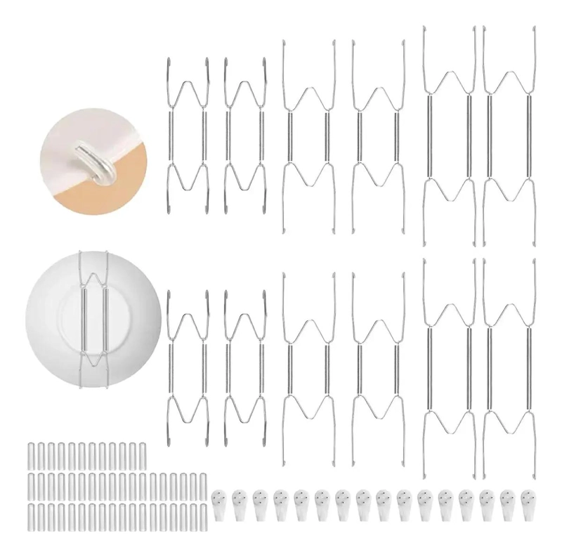 12 COLGADORES DE PLATOS DE ACERO INOXIDABLE PARA PARED - 1