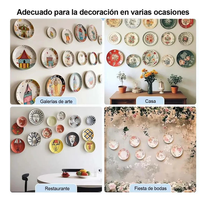 12 COLGADORES DE PLATOS DE ACERO INOXIDABLE PARA PARED - 6
