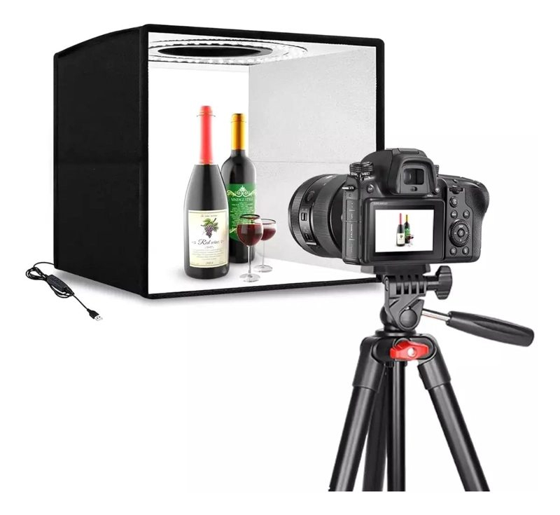 MINI ESTUDIO FOTOGRAFICO PORTATIL CON ILUMINACION LED 40X40 - 1