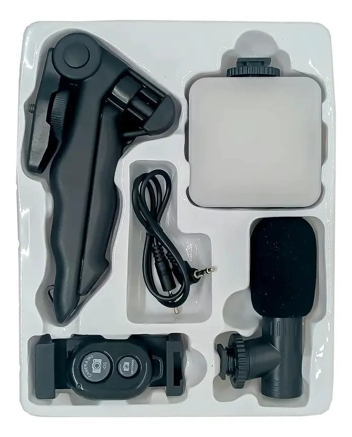 KIT COMPLETO PARA GRABACION DE VIDEO CON TRIPODE Y LUZ LED - 3