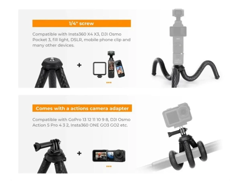 TRIPODE FLEXIBLE MAGNE TICO CON CABEZAL 360° PARA SMARTPHONES - 3