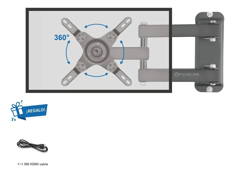 SOPORTE ARTICULADO PARA TV DE 10 A 43 PULGADAS CON HDMI - 2