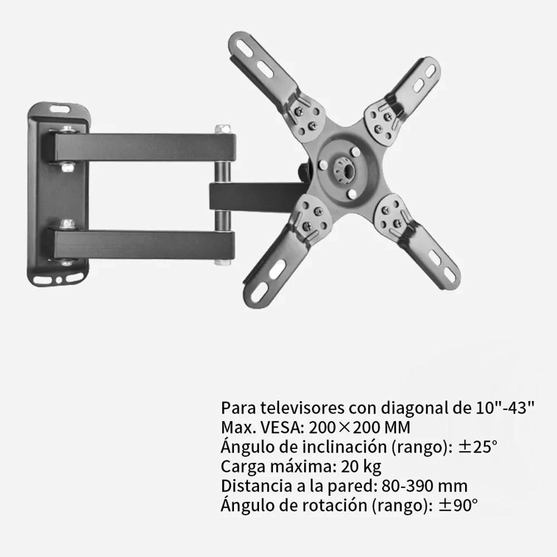 SOPORTE ARTICULADO PARA TV DE 10 A 43 PULGADAS CON HDMI - 6