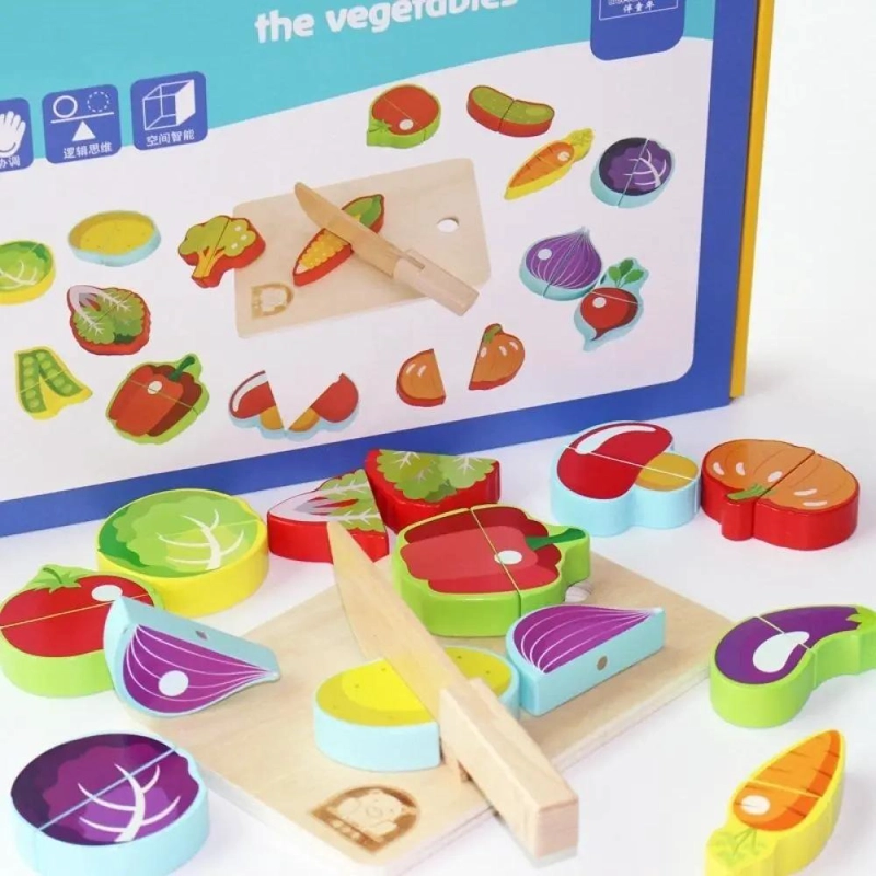 PUZZLE DIDACTICO DE MADERA CON FRUTAS MAGNE TICAS PARA NIÑOS - 4