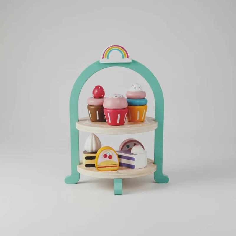 SET DE PASTELERIA DE MADERA PARA NIÑOS CON POSTRES Y CUPCAKES - 2