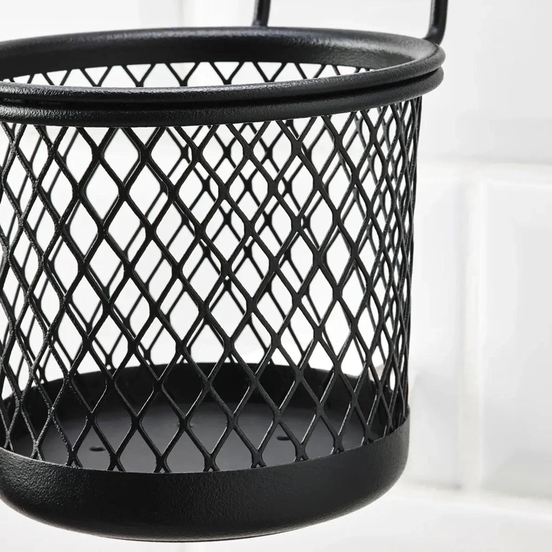 CONTENEDOR DE COCINA NEGRO DE ACERO CON DRENAJE 14X16 CM - 2