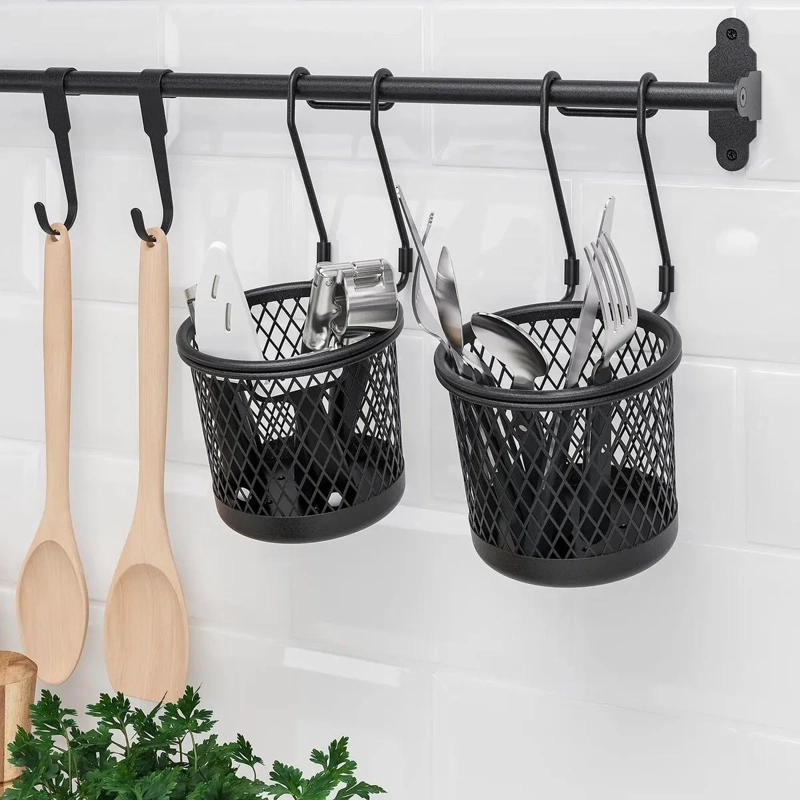 CONTENEDOR DE COCINA NEGRO DE ACERO CON DRENAJE 14X16 CM - 3