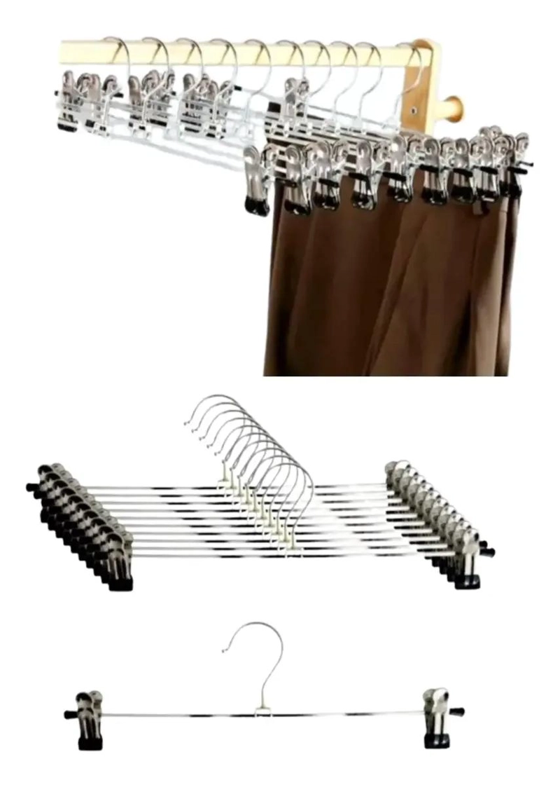 PACK DE 10 COLGADORES METALICOS PARA PANTALONES Y FALDAS - 1