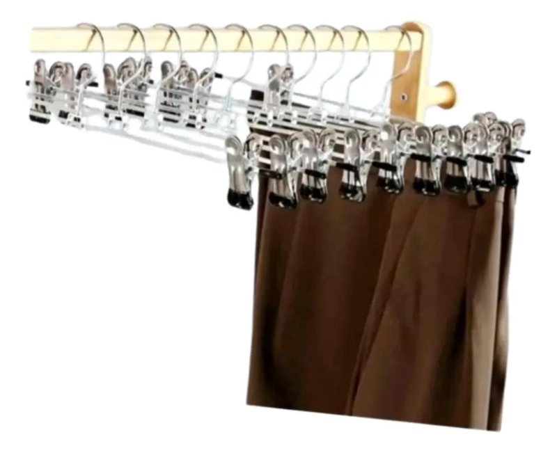 PACK DE 10 COLGADORES METALICOS PARA PANTALONES Y FALDAS - 7