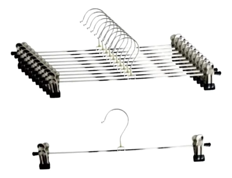 PACK DE 10 COLGADORES METALICOS PARA PANTALONES Y FALDAS - 8