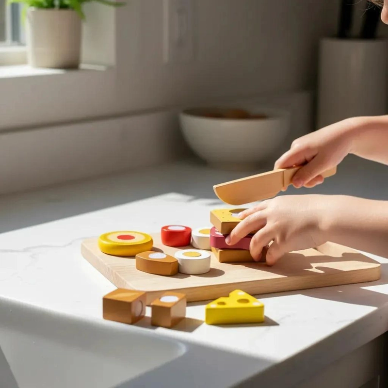 SET DE COMIDAS DE MADERA PARA CORTAR JUGUETE DIDACTICO - 6