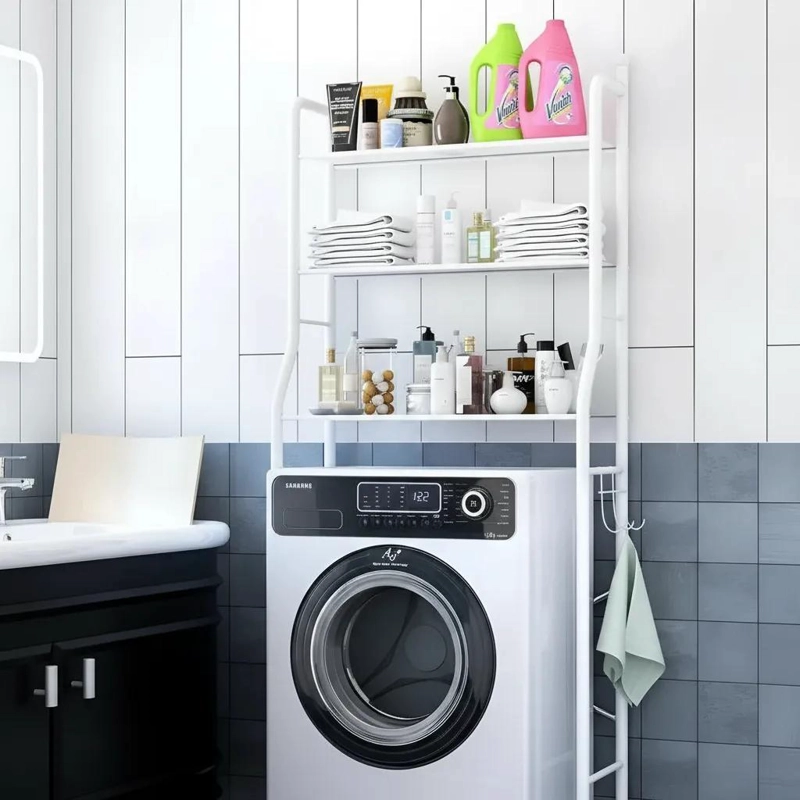 ESTANTE METALICO ORGANIZADOR DE BAÑO Y LAVADORA CON 3 NIVELES - 8