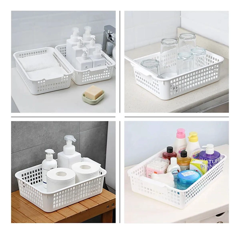 CESTAS DE ALMACENAMIENTO PLASTICO MEDIANO PARA BAÑO Y DORMITORIO - 7