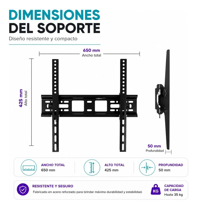 SOPORTE MURAL INCLINABLE PARA TELEVISORES DE 32 A 55 PULGADAS - 2
