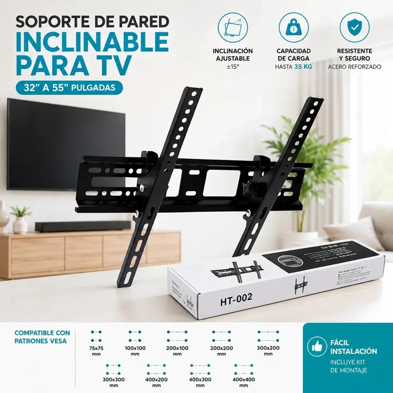 SOPORTE MURAL INCLINABLE PARA TELEVISORES DE 32 A 55 PULGADAS - 5
