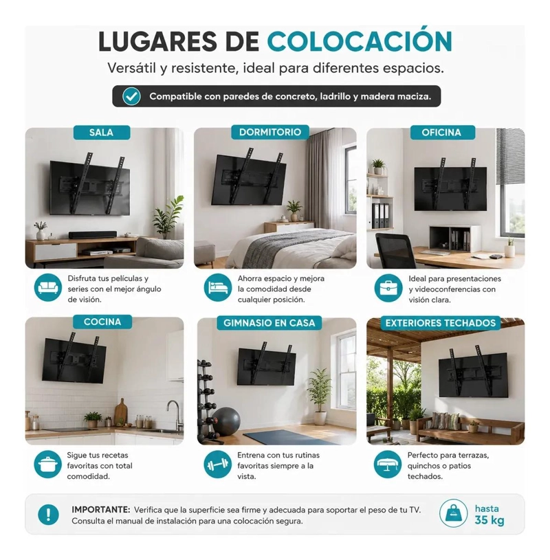 SOPORTE MURAL INCLINABLE PARA TELEVISORES DE 32 A 55 PULGADAS - 6