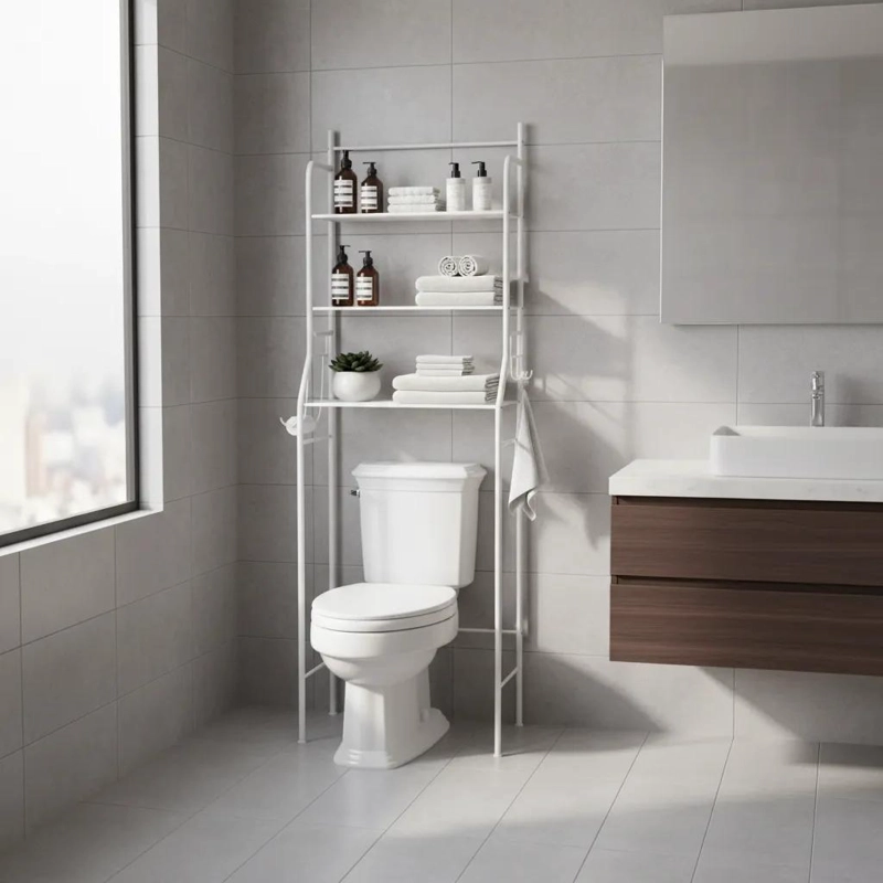 ESTANTE ORGANIZADOR DE METAL PARA BAÑO BLANCO 165X50X25CM - 1