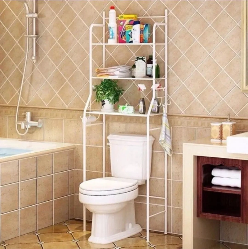 ESTANTE ORGANIZADOR DE METAL PARA BAÑO BLANCO 165X50X25CM - 2