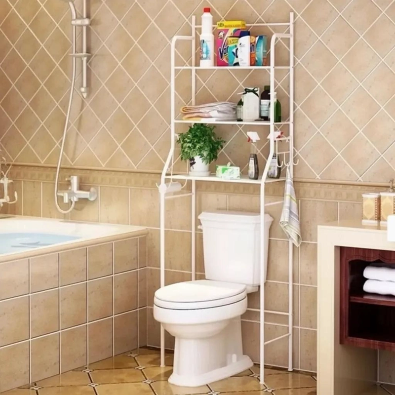 ESTANTE ORGANIZADOR DE METAL PARA BAÑO BLANCO 165X50X25CM - 4