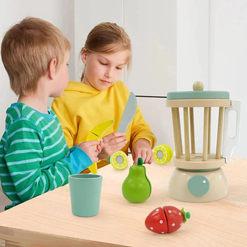 JUGUETE LICUADORA DE MADERA CON FRUTAS PARA NIÑOS - 7