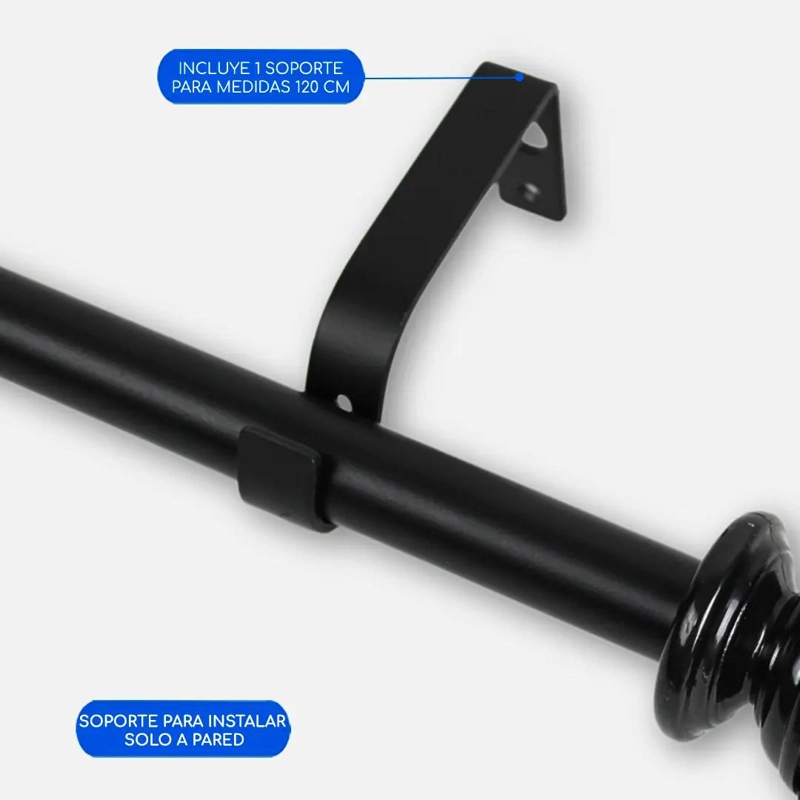 BARRA METALICA EXTENSIBLE PARA CORTINAS AJUSTABLE 120 A 210 CM - 8
