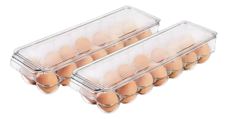 PACK DE 2 ORGANIZADORES DE HUEVOS APILABLES PARA REFRIGERADOR - 1