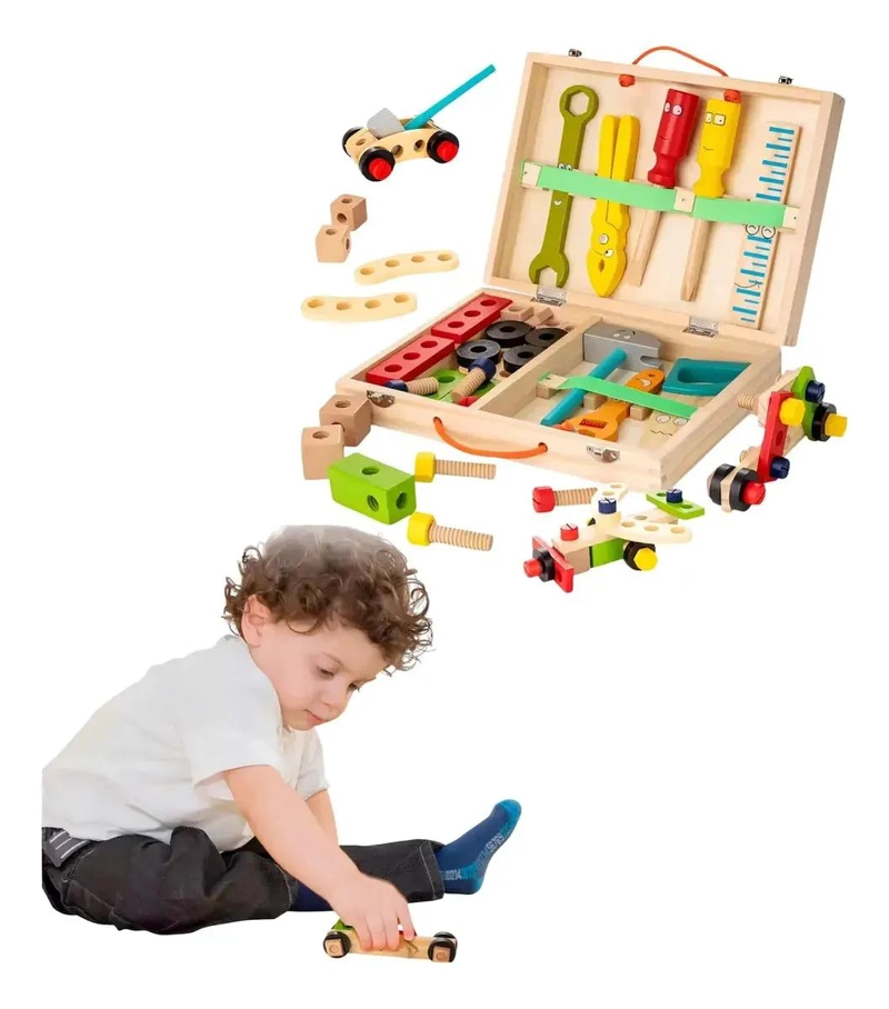 KIT DE HERRAMIENTAS DE MADERA MONTESSORI PARA NIÑOS 34 PIEZAS - 2