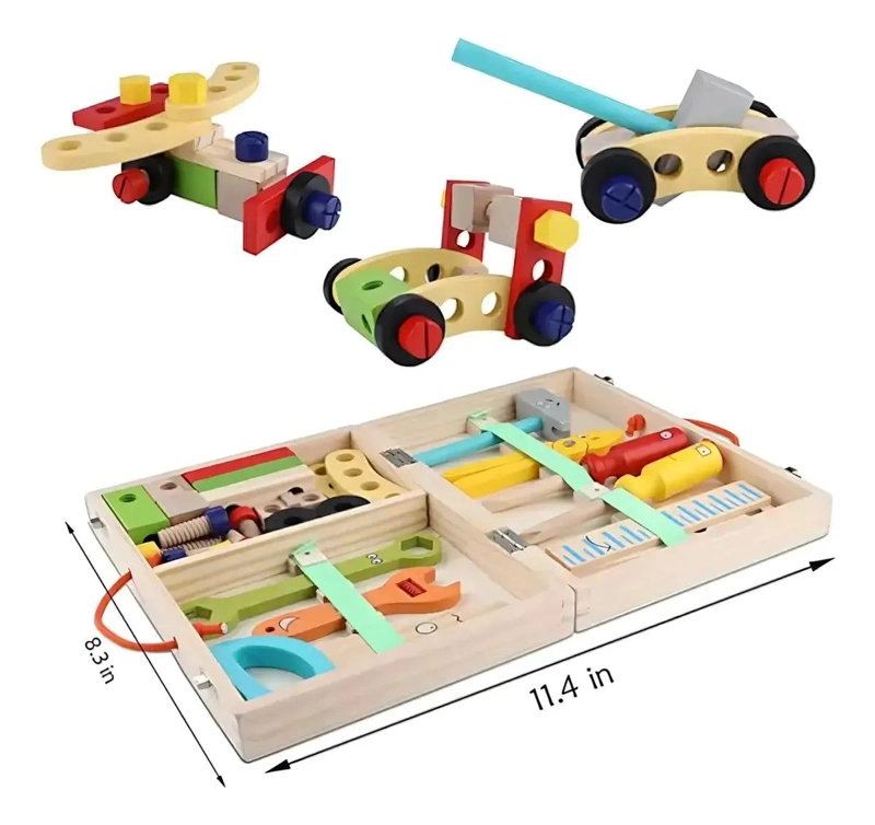 KIT DE HERRAMIENTAS DE MADERA MONTESSORI PARA NIÑOS 34 PIEZAS - 3
