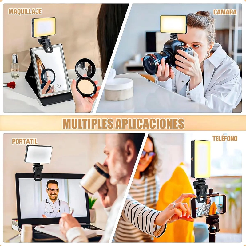 LUZ LED RECARGABLE PORTATIL PARA SELFIES Y VIDEOS CON 90 LEDS - 10