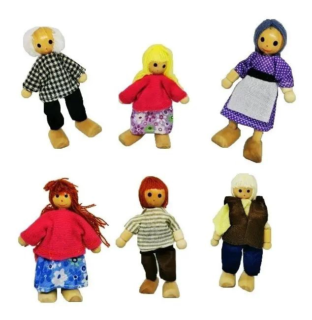 FAMILIA DE MUÑECOS DE MADERA PARA CASA DE MUÑECA - 1
