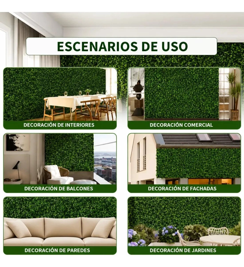 PALMETA ARTIFICIAL TRE BOL VERDE PARA JARDINES VERTICALES 60X40 CM - 3