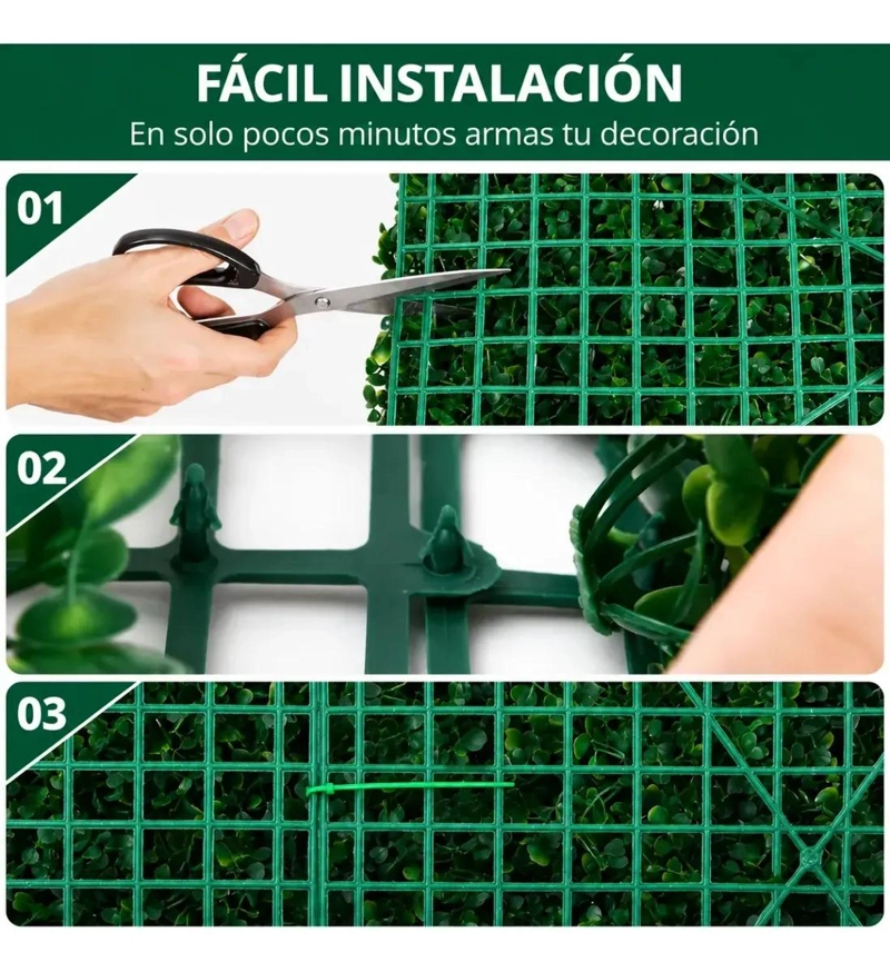 PALMETA ARTIFICIAL TRE BOL VERDE PARA JARDINES VERTICALES 60X40 CM - 5