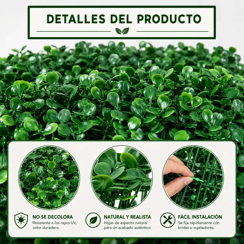 PALMETA ARTIFICIAL TRE BOL VERDE PARA JARDINES VERTICALES 60X40 CM - 7