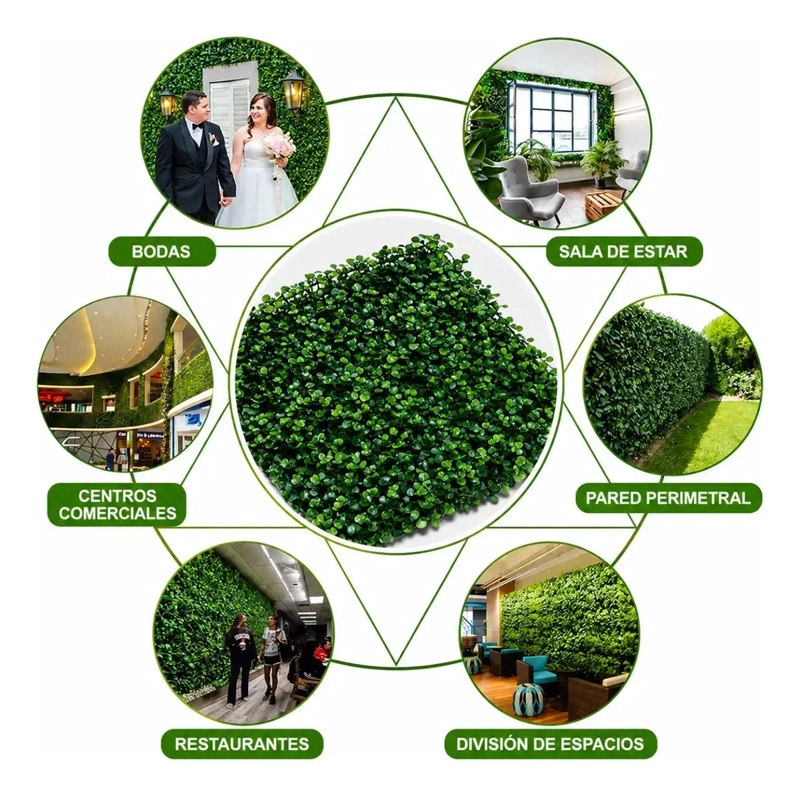 PALMETA ARTIFICIAL TRE BOL VERDE PARA JARDINES VERTICALES 60X40 CM - 8