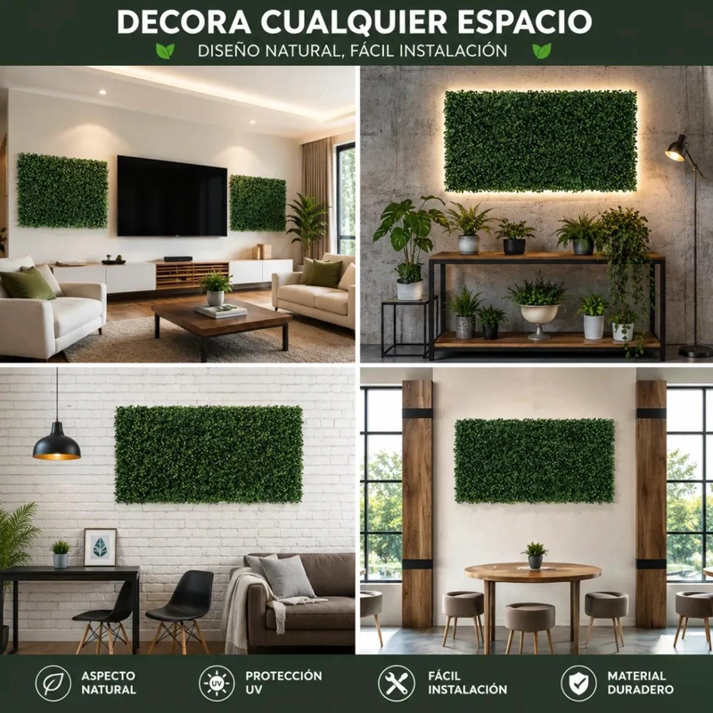PALMETA ARTIFICIAL TRE BOL VERDE PARA JARDINES VERTICALES 60X40 CM - 9