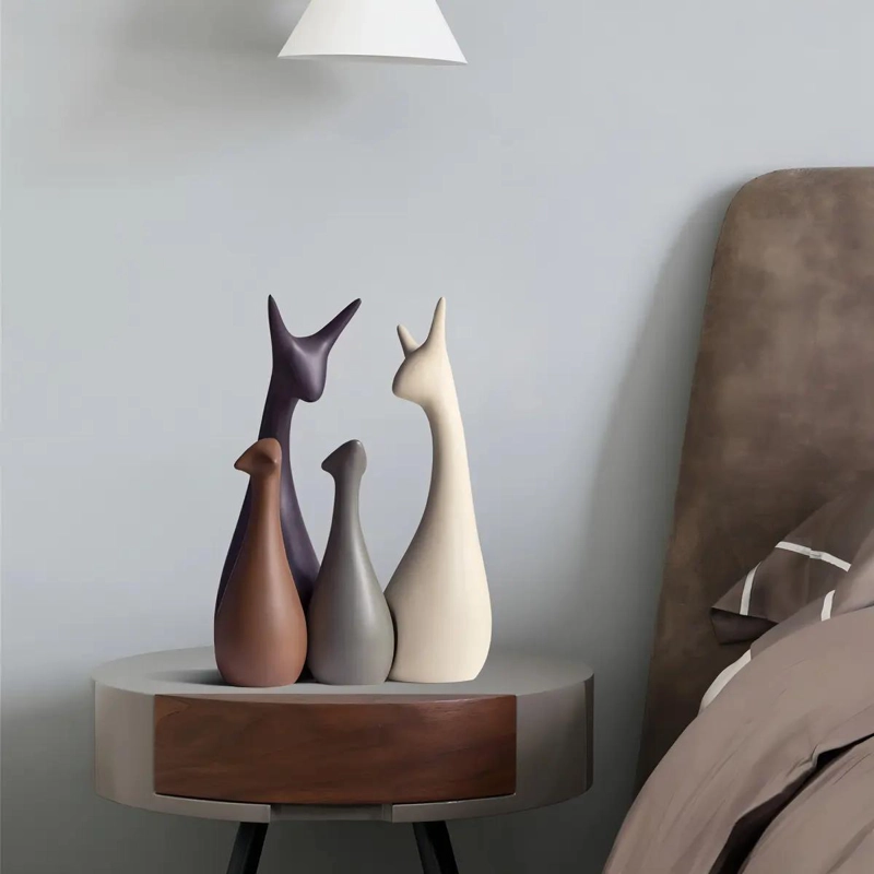 JUEGO DE 4 ADORNOS ABSTRACTOS DE CERAMICA EN FORMA DE CIERVOS - 2