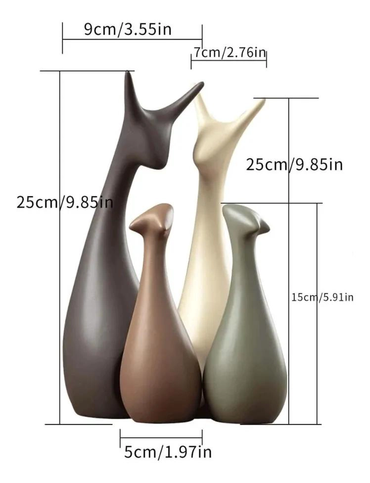 JUEGO DE 4 ADORNOS ABSTRACTOS DE CERAMICA EN FORMA DE CIERVOS - 4